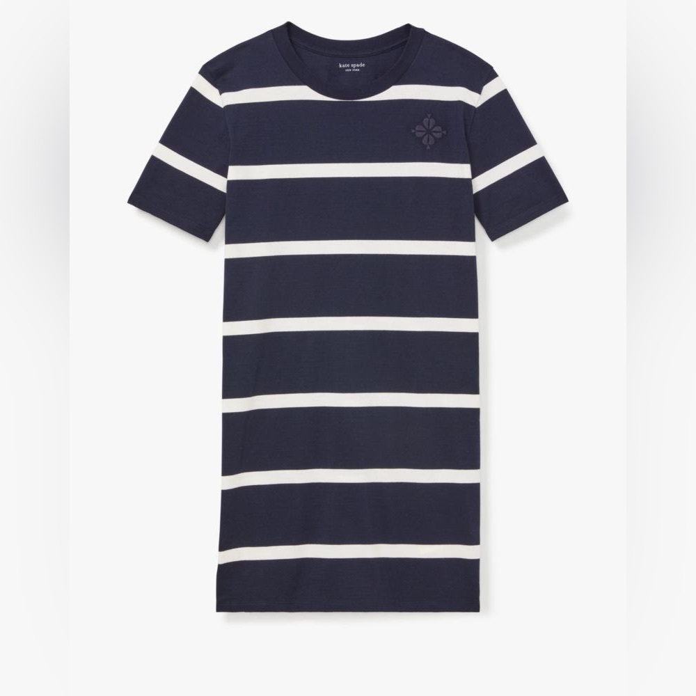Kate Spade Montauk Stripe T-Shirt Dress XXL in Planetary/Navy & White Cotton
